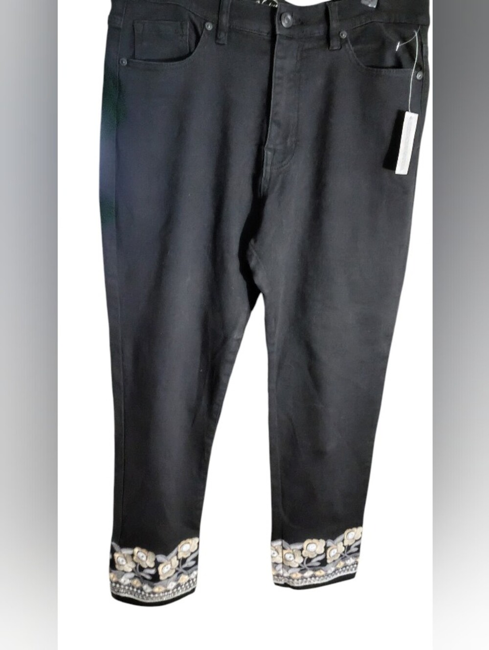 DG2 by Diane Gilman Black Embellished Hem Jeans Size 12 - Picture 3 of 5